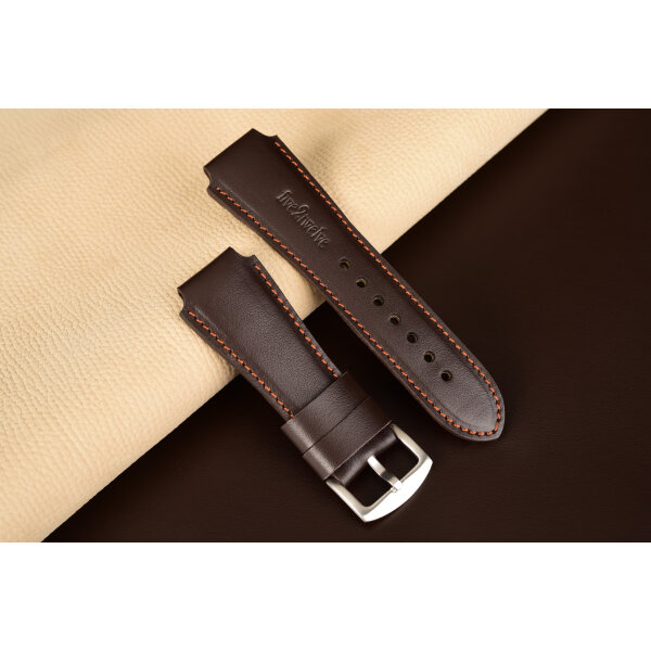 Remienok na smart hodinky 22 mm | Infinity, tmavohnedá koža, medené prešívanie. Ideálne pre: Samsung Galaxy, Garmin, Amazfit, Huawei, Fossil, Xiaomi, Withings a iné.