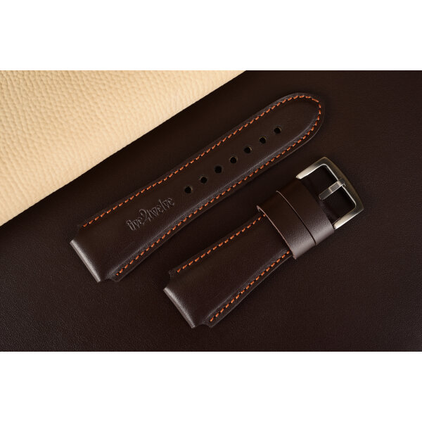 Remienok na smart hodinky 22 mm | Infinity, tmavohnedá koža, medené prešívanie. Ideálne pre: Samsung Galaxy, Garmin, Amazfit, Huawei, Fossil, Xiaomi, Withings a iné.