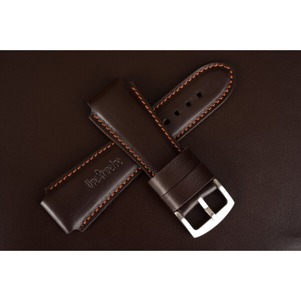 Remienok na smart hodinky 22 mm | Infinity, tmavohnedá koža, medené prešívanie. Ideálne pre: Samsung Galaxy, Garmin, Amazfit, Huawei, Fossil, Xiaomi, Withings a iné.