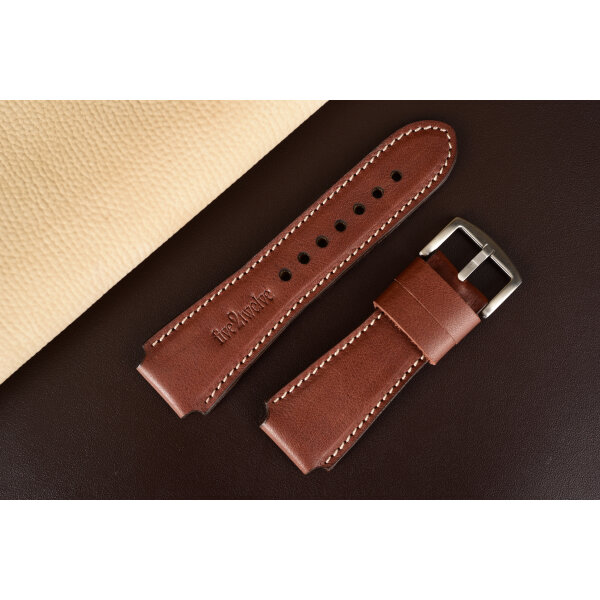 Remienok na smart hodinky 22 mm | Infinity, hnedá koža, béžové prešívanie. Ideálne pre: Samsung Galaxy, Garmin, Amazfit, Huawei, Fossil, Xiaomi, Withings a iné.