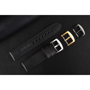 Remienok pre Apple Watch 1–9 a SE (38/40/41 mm), Hercules 22mm, čierna koža, čierne prešívanie, ručne vyrobený.