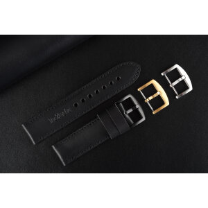 Kožený remienok pre Apple Watch 42/44/45/46/49 mm | Hercules 24mm, čierny, čierne prešívanie, kompatibilný so sériami 1–10 a Ultra.