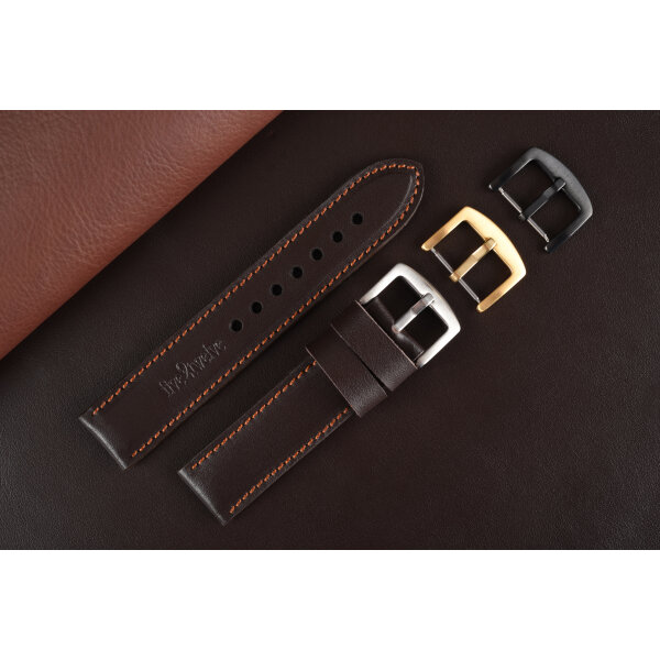 Hercules – tmavohnedá talianska koža s medeným prešívaním, ručne vyrobený. Remienok na smart hodinky 22mm pre Samsung, Garmin, Amazfit, Huawei...atď.