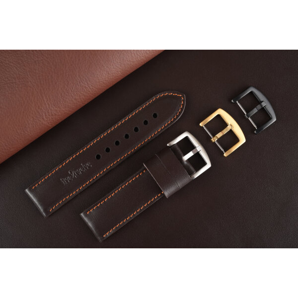 Kožený remienok pre Apple Watch 42/44/45/46/49 mm | Hercules 24mm, tmavohnedý, medené prešívanie, kompatibilný so sériami 1–10 a Ultra.