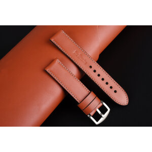 Kožený remienok pre Apple Watch 42/44/45/46/49 mm | Hercules 24mm, terakotový, sivé prešívanie, kompatibilný so sériami 1–10 a Ultra.