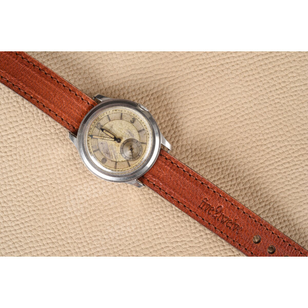 Prevliekací kožený remienok na hodinky 22mm – One Piece, tmavý gaštan, medené prešívanie, ručne vyrobený. Ideálny pre Citizen, Tissot, Longines, Raketa, Poljot a iné.