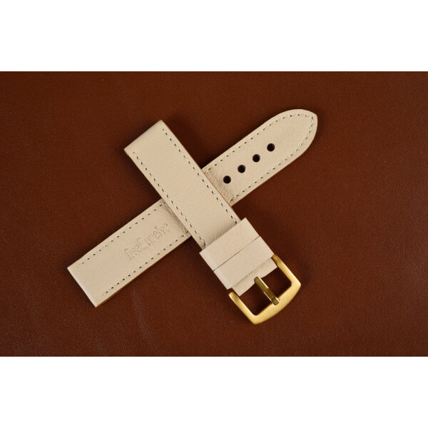 Remienok pre Apple Watch 42/44/45/46/49 mm | Classic, 22mm krémová koža, krémové prešívanie, kompatibilný so sériami 1–10 a Ultra.