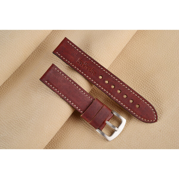 Remienok pre Apple Watch 42/44/45/46/49 mm | Classic, muflón, koňak, béžové prešívanie, kompatibilný so sériami 1–10 a Ultra.