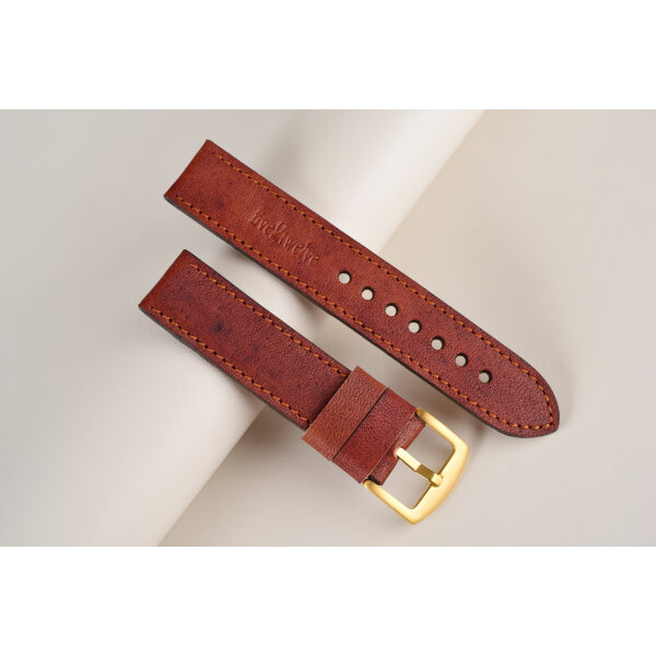 Remienok pre Apple Watch 1–9 a SE (38/40/41 mm) ovčia koža, koňak, medené prešívanie, ručne vyrobený, š. 22mm.