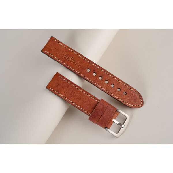 Remienok pre Apple Watch 1–9 a SE (38/40/41 mm) ovčia koža, koňak, béžové prešívanie, ručne vyrobený, š. 22mm.