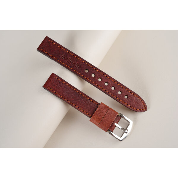 Kožený remienok na hodinky Classic Cognac, 18 mm, s medeným prešitím