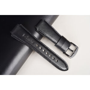Kožený remienok pre Apple Watch Ultra 1,2 a série 1-10 | Infinity 24mm , hlboká čierna koža, čierne prešívanie.