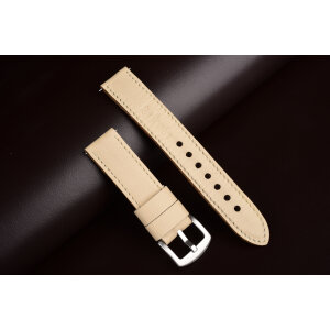 Remienok pre Apple Watch 1–10 a SE (38/40/41 mm), krémová koža, krémové prešívanie, ručne vyrobený, š. 22mm.