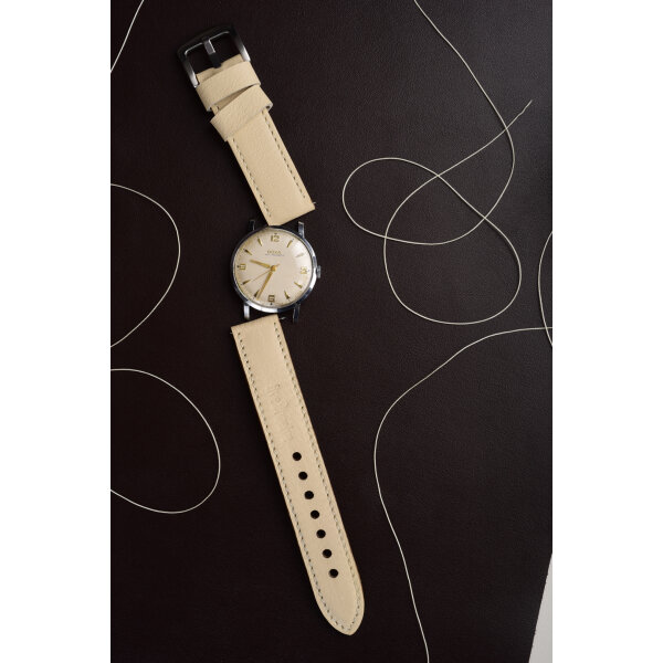 Remienok na smart hodinky 20mm pre Samsung, Garmin, Amazfit, Huawei...atď. Ručne vyrobený z krémovej talianskej s krémovým prešívaním.