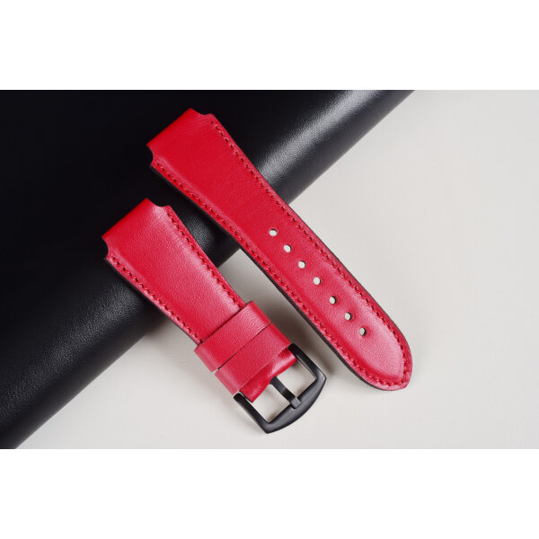 Kožený remienok pre Apple Watch 42/44/45/46/49 | Infinity 22mm, červená koža, červené prešívanie, kompatibilný so sériami 1–10 a Ultra.