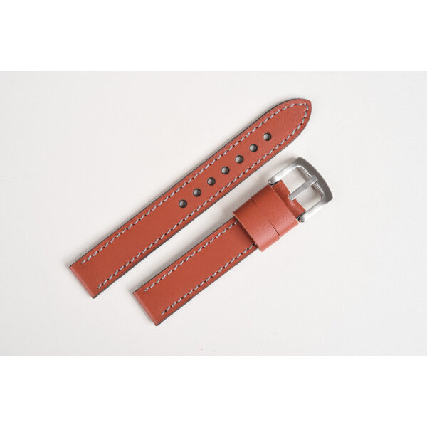 Remienok na hodinky 18 mm | Classic, terakotová koža, sivé prešívanie, ručne vyrobený. Ideálny pre Seiko, Citizen, Tissot, Casio