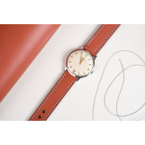 Remienok na hodinky 18 mm | Classic, terakotová koža, sivé prešívanie, ručne vyrobený. Ideálny pre Seiko, Citizen, Tissot, Casio