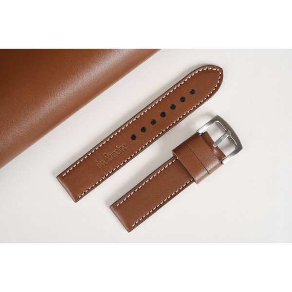 Remienok pre Apple Watch 1–9 a SE (38/40/41 mm), Hercules 22mm, svetlohnedá koža, béžové prešívanie, ručne vyrobený.