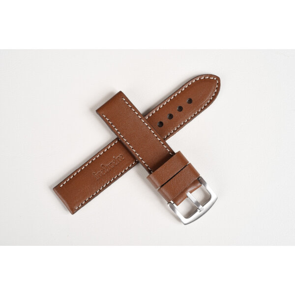 Remienok pre Apple Watch 1–9 a SE (38/40/41 mm), Hercules 22mm, svetlohnedá koža, béžové prešívanie, ručne vyrobený.