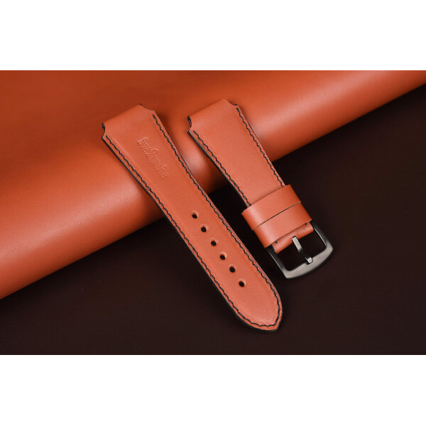 Remienok na smart hodinky 22 mm | Infinity, terakotová koža, čierne prešívanie. Ideálne pre: Samsung Galaxy, Garmin, Amazfit, Huawei, Fossil, Xiaomi, Withings a iné.
