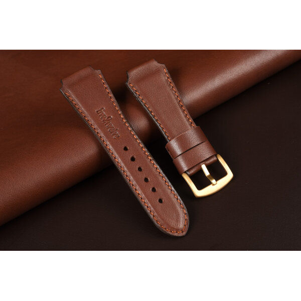 Remienok na smart hodinky 22 mm | Infinity, hnedá koža, medené prešívanie. Ideálne pre: Samsung Galaxy, Garmin, Amazfit, Huawei, Fossil, Xiaomi, Withings a iné.