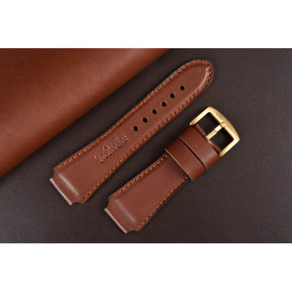 Remienok na smart hodinky 22 mm | Infinity, hnedá koža, medené prešívanie. Ideálne pre: Samsung Galaxy, Garmin, Amazfit, Huawei, Fossil, Xiaomi, Withings a iné.