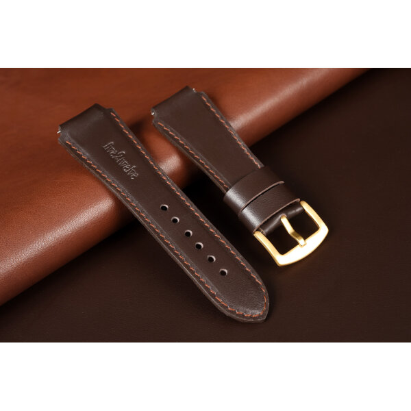 Remienok na smart hodinky 22 mm | Infinity, tmavohnedá koža, medené prešívanie. Ideálne pre: Samsung Galaxy, Garmin, Amazfit, Huawei, Fossil, Xiaomi, Withings a iné.