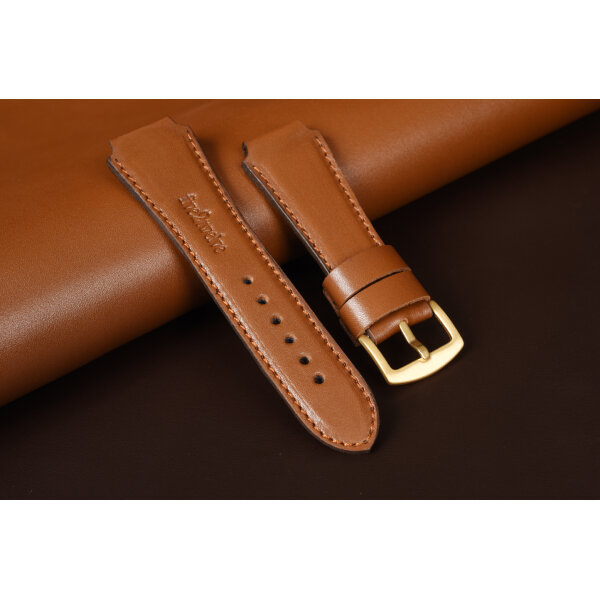 Remienok na smart hodinky 22 mm | Infinity, svetlohnedá koža, medené prešívanie. Ideálne pre: Samsung Galaxy, Garmin, Amazfit, Huawei, Fossil, Xiaomi, Withings a iné.