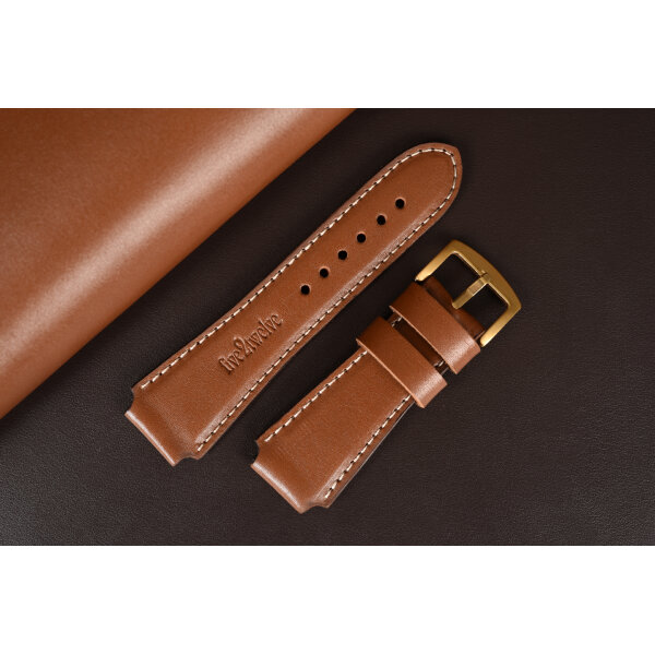 Remienok na smart hodinky 22 mm | Infinity, svetlohnedá koža, béžové prešívanie. Ideálne pre: Samsung Galaxy, Garmin, Amazfit, Huawei, Fossil, Xiaomi, Withings a iné.