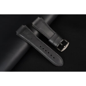 Remienok pre Apple Watch 1–9 a SE (38/40/41 mm), Infinity 22mm , čierna matná koža, čierne prešívanie, ručne vyrobený.