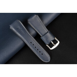 Kožený remienok pre Apple Watch 42/44/45/46/49 – Infinity 22mm, tmavomodrá koža, sivé prešívanie, kompatibilný so sériami 1–10 a Ultra.