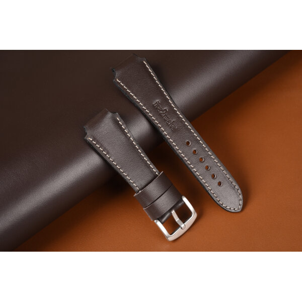 Remienok na smart hodinky 20mm – Infinity, tmavohnedá koža s béžovým prešívaním. Ideálne pre : Samsung, Garmin, Amazfit, Huawei, Fossil, Xiaomi, Withings a iné.