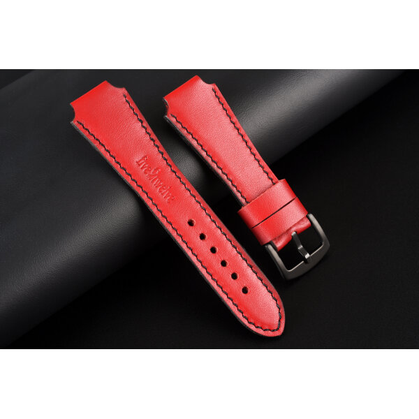 Remienok na smart hodinky 20mm – Infinity, červená koža s čiernym prešívaním. Ideálne pre : Samsung, Garmin, Amazfit, Huawei, Fossil, Xiaomi, Withings a iné.