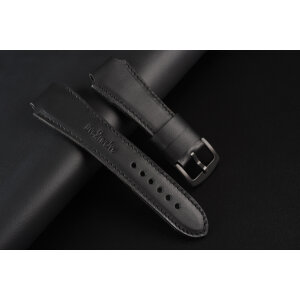 Remienok pre Apple Watch 1–9 a SE (38/40/41 mm), Infinity, matná čierna koža s decentným čiernym prešívaním, ručne vyrobený.