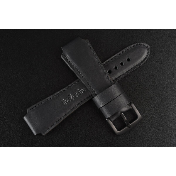 Remienok na smart hodinky 20mm – Infinity, matná čierna koža s decentným čiernym prešívaním. Ideálne pre : Samsung, Garmin, Amazfit, Huawei, Fossil, Xiaomi, Withings a iné.