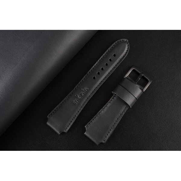 Remienok na smart hodinky 20mm – Infinity, matná čierna koža s decentným čiernym prešívaním. Ideálne pre : Samsung, Garmin, Amazfit, Huawei, Fossil, Xiaomi, Withings a iné.