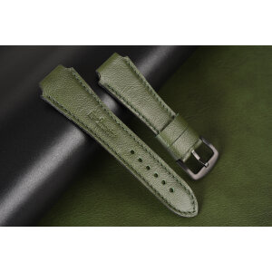 Remienok pre Apple Watch 1–9 a SE (38/40/41 mm), Infinity army zelená koža so zeleným prešívaním, ručne vyrobený.