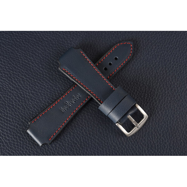 Remienok na smart hodinky 20mm – Infinity, tmavomodrá koža s červeným prešívaním. Ideálne pre : Samsung, Garmin, Amazfit, Huawei, Fossil, Xiaomi, Withings a iné.