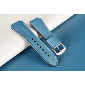 Remienok pre Apple Watch 1–9 a SE (38/40/41 mm), Infinity 22mm, svetlomodrá koža, , sivé prešívanie, ručne vyrobený.