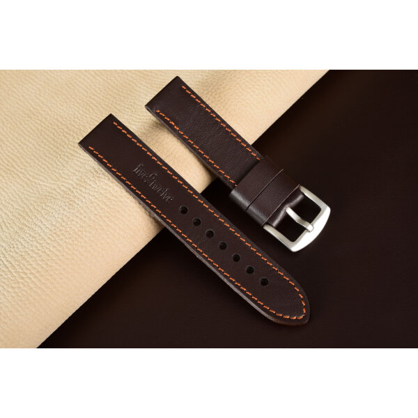 Kožený remienok pre Apple Watch 42/44/45/46/49 | Classic 22mm, tmavohnedá koža, medené prešívanie, kompatibilný so sériami 1–10 a Ultra.